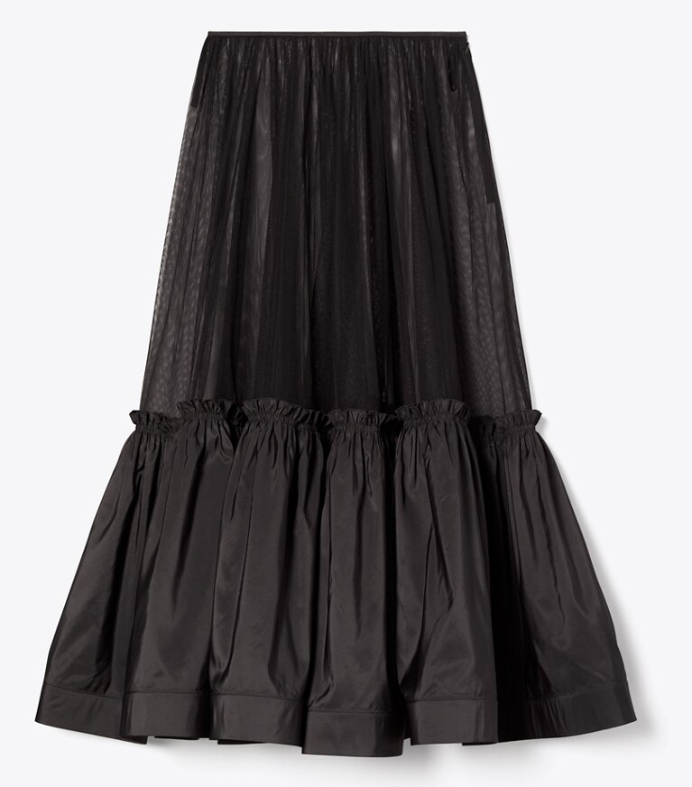 Tory Burch designer bottoms Cotton Tulle Crinoline Skirt in Black front