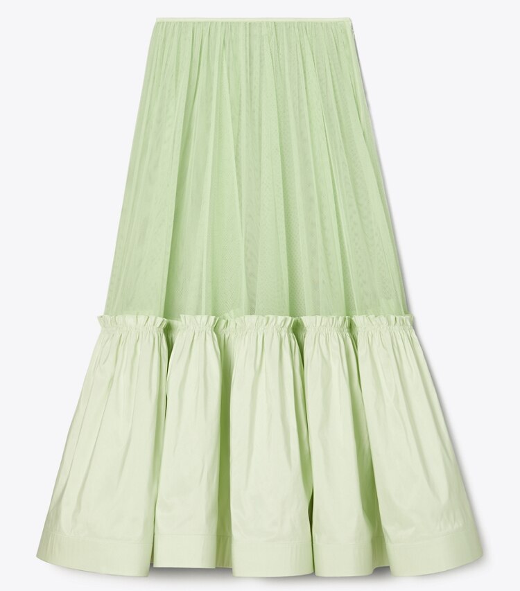 Tory Burch designer bottoms Cotton Tulle Crinoline Skirt in Bright Mint front