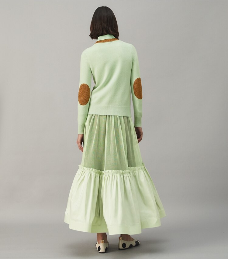Tory Burch designer bottoms Cotton Tulle Crinoline Skirt in Bright Mint on model back
