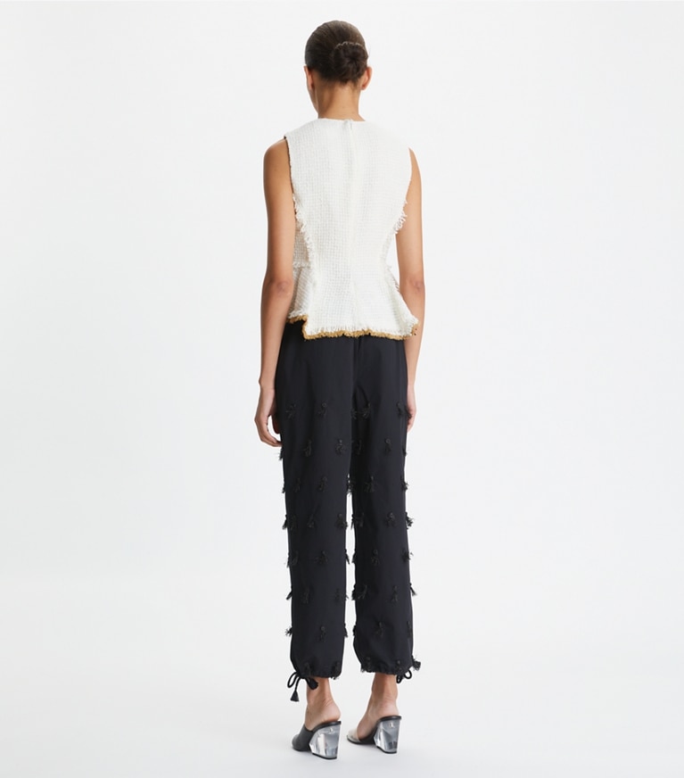 Tory Burch designer tops Cotton Tweed Top in Vanilla front