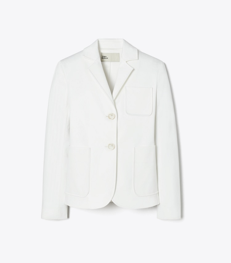 Tory Burch designer jackets Cotton Twill Jacket in White front