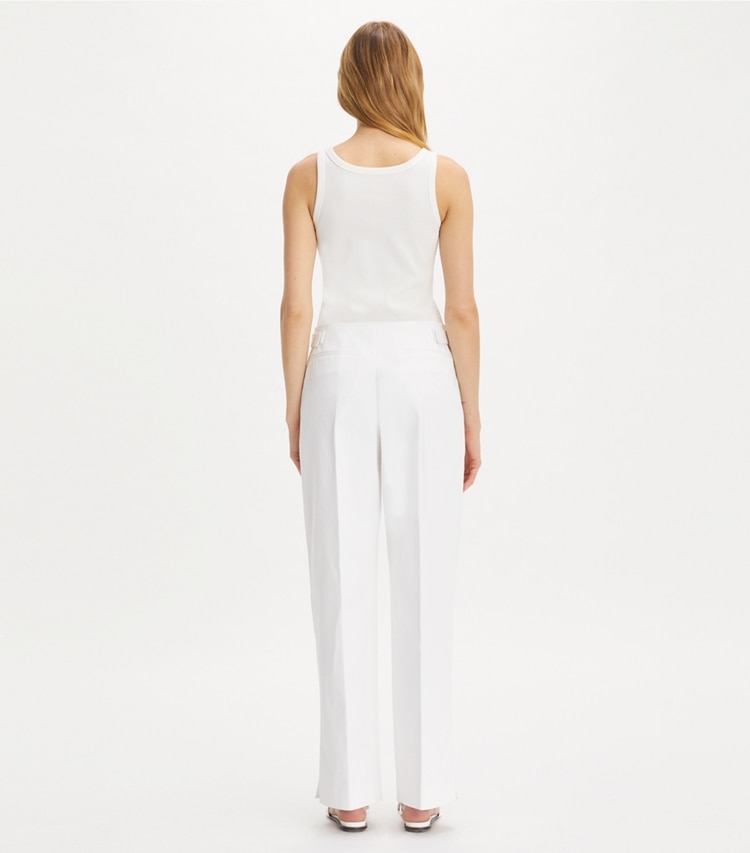 Tory Burch designer bottoms Cotton Twill Pant in White on model back