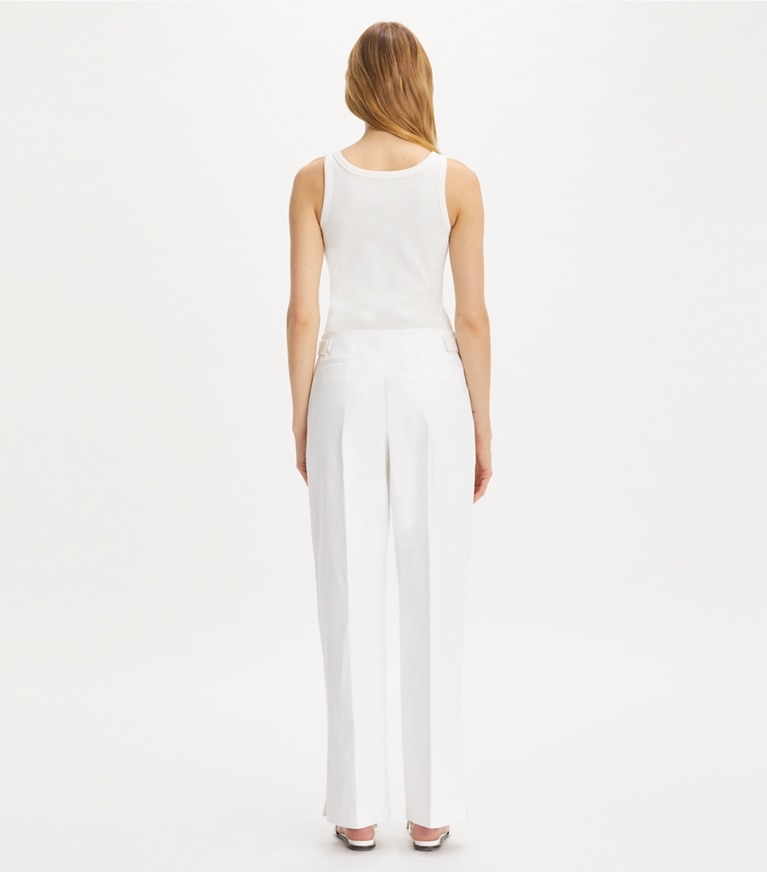 Tory Burch designer bottoms Cotton Twill Pant in White front