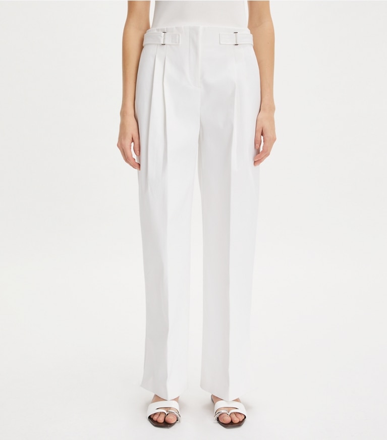 Tory Burch designer bottoms Cotton Twill Pant in White front