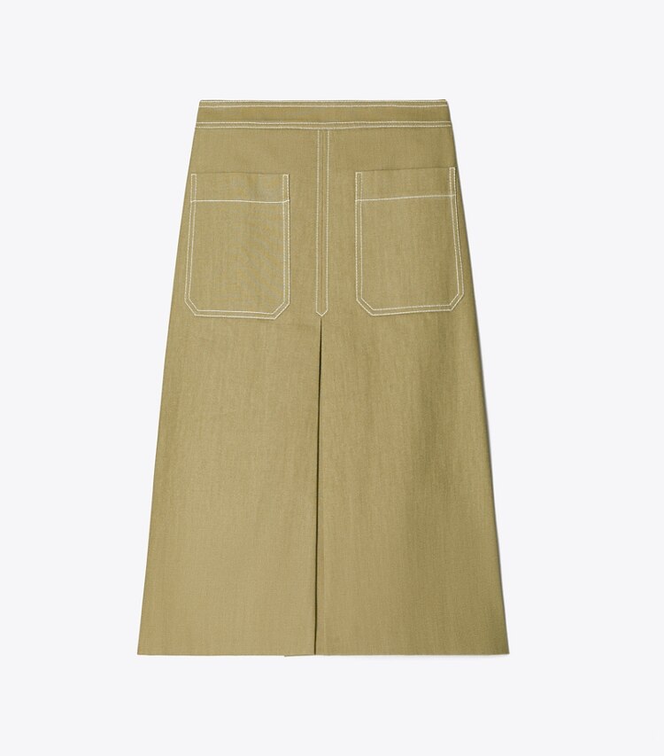 Tory Burch designer ボトムス コットンツイル スカート in Stone Moss front