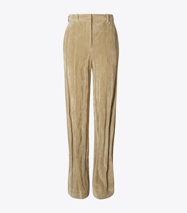 Tory Burch designer bottoms Cotton Velvet Pant in Tan front