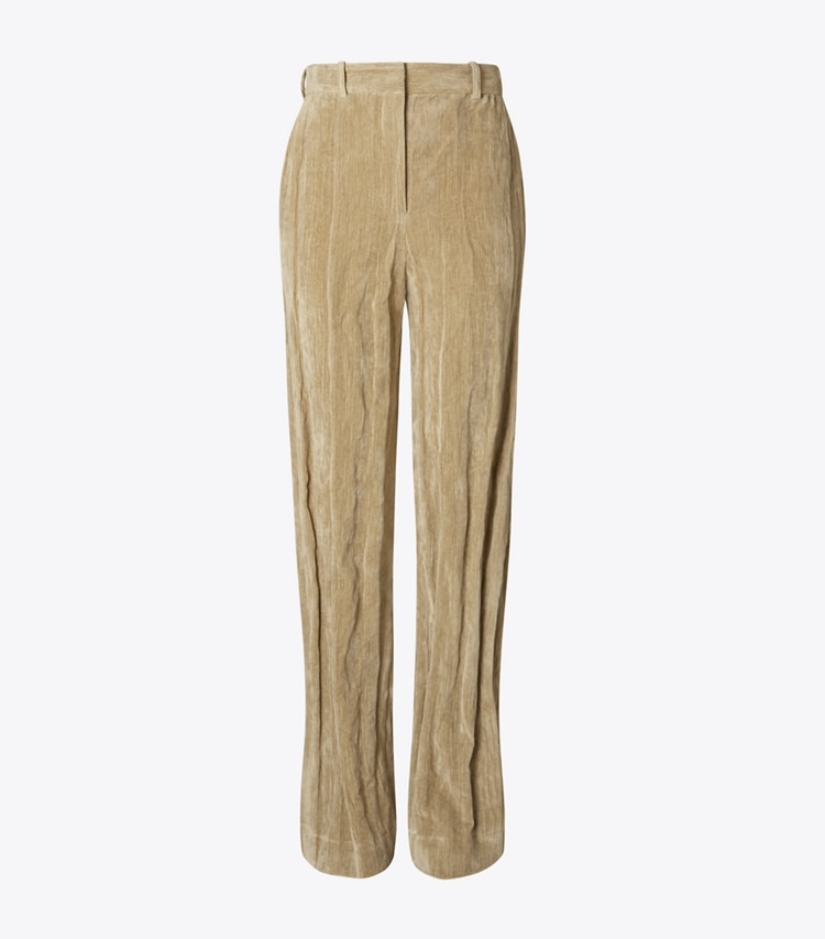 Tory Burch designer bottoms Cotton Velvet Pant in Tan front