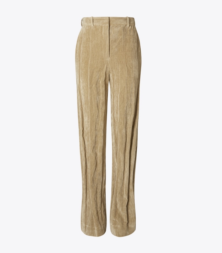 Tory Burch designer bottoms Cotton Velvet Pant in Tan front