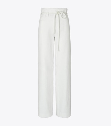 Tory Burch designer bottoms Cotton Wide Leg Pants in Marshmallow front