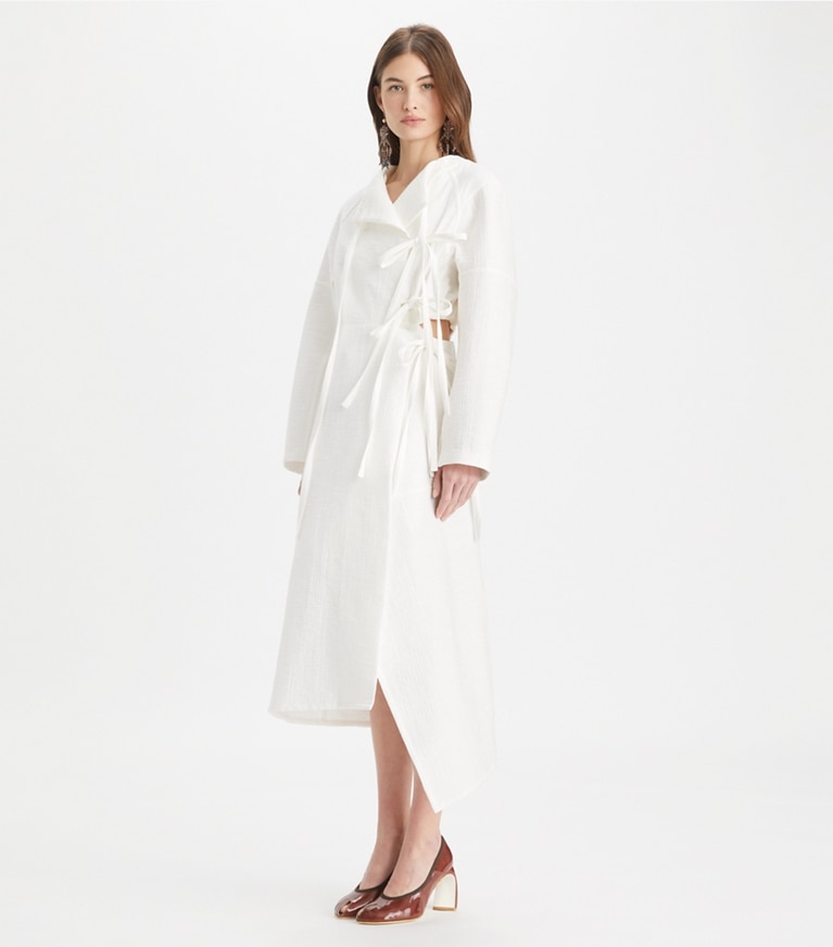 Tory Burch designer dresses Cotton Wrap Dress in Marshmallow front