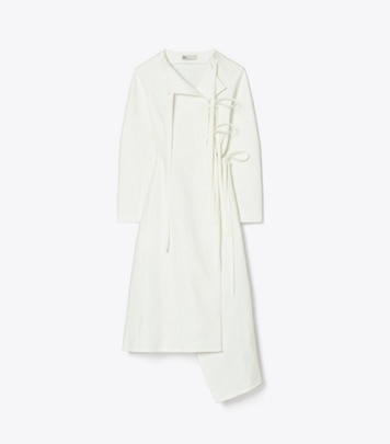 Tory Burch designer dresses Cotton Wrap Dress in Marshmallow front