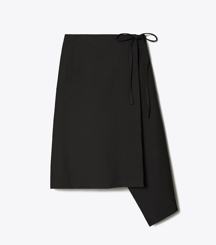 Tory Burch designer bottoms Cotton Wrap Skirt in Black front
