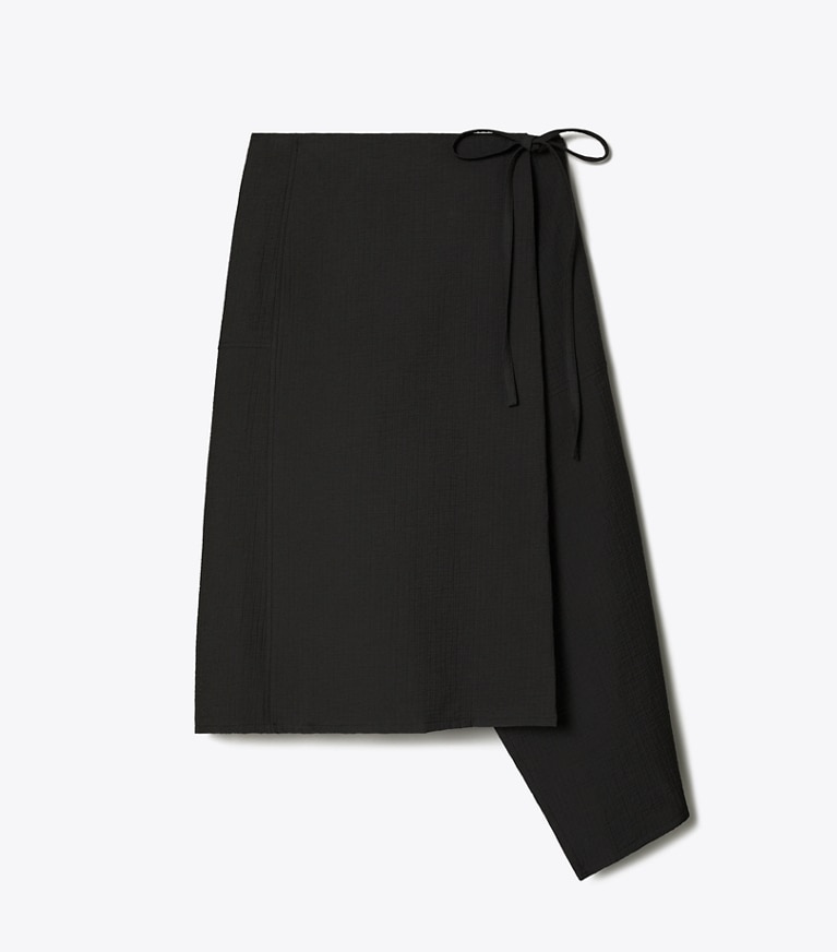 Tory Burch designer bottoms Cotton Wrap Skirt in Black front