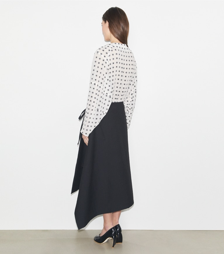 Tory Burch designer bottoms Cotton Wrap Skirt in Black front