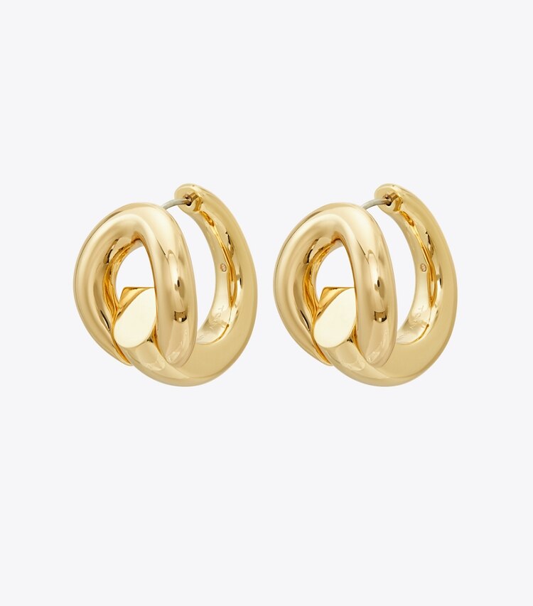Tory Burch designer boucles d'oreilles Créoles effet piercing in Light Brass informations