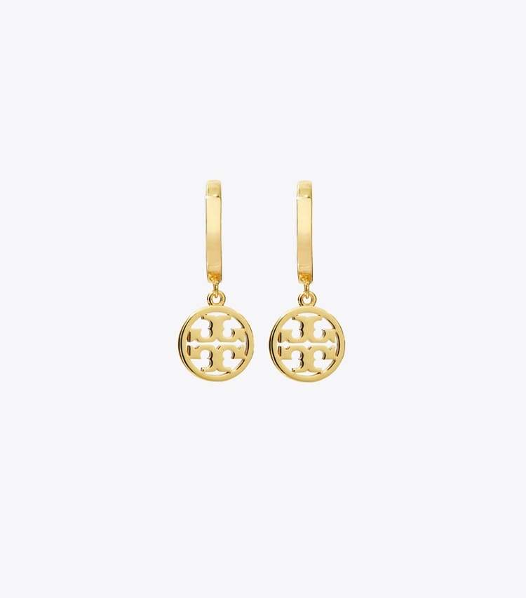 Tory Burch designer boucles d'oreilles Créoles Huggie Icon dans Tory Gold détails