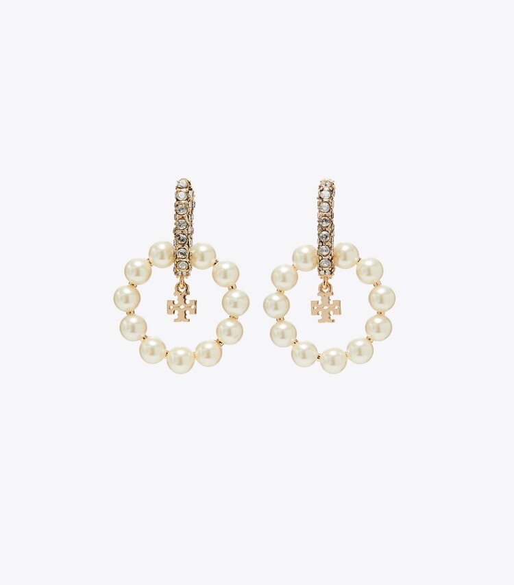Tory Burch designer boucles d'oreilles Créoles Moondance à perle dans Pearl détails