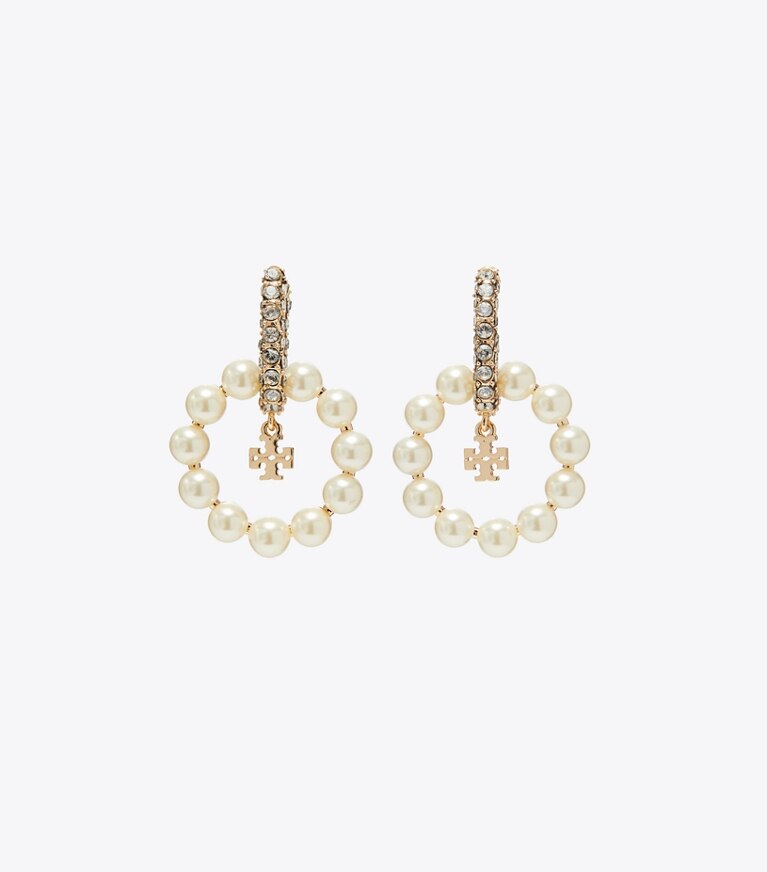 Tory Burch designer boucles d'oreilles Créoles Moondance à perle dans Pearl détails
