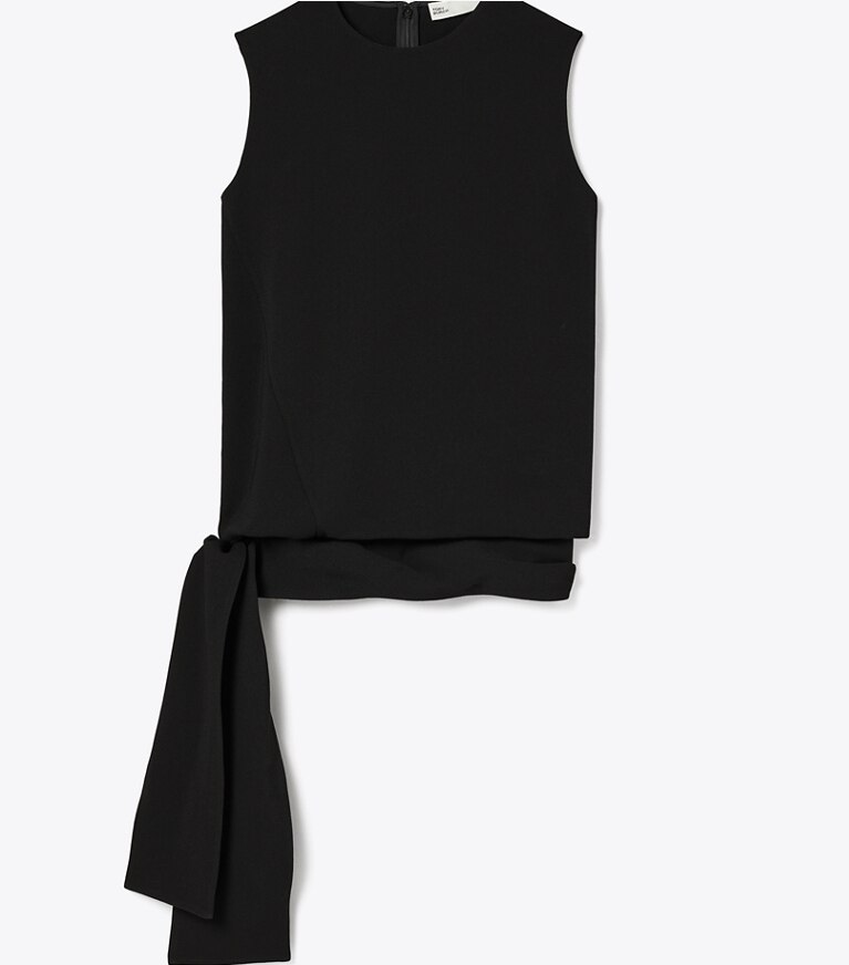 Tory Burch designer oberteile Crêpe-Wickeltop in Black front