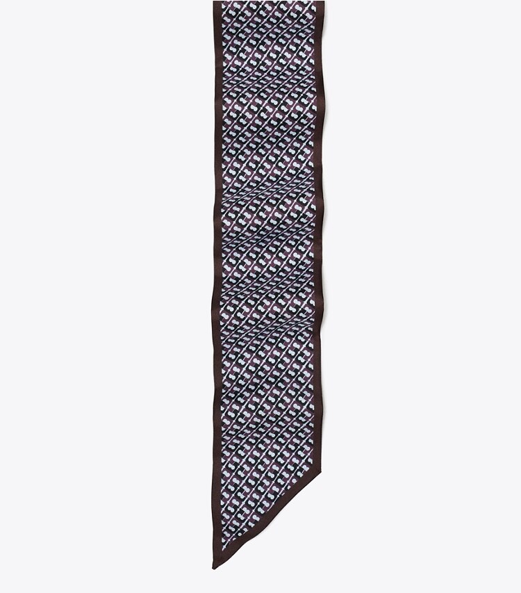 Tory Burch designer écharpes Cravate en ruban en soie à maillons T dans Blue T Link détails