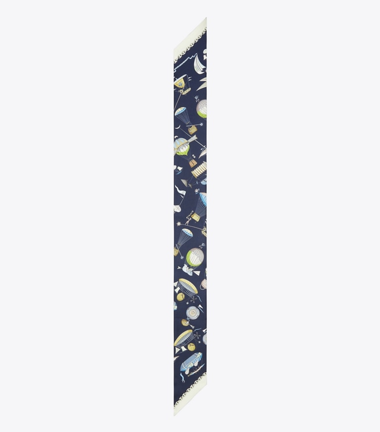 Tory Burch designer écharpes Cravate ruban Hot Air Balloon in Hot Air Balloon Ribbon Tie Navy dessus
