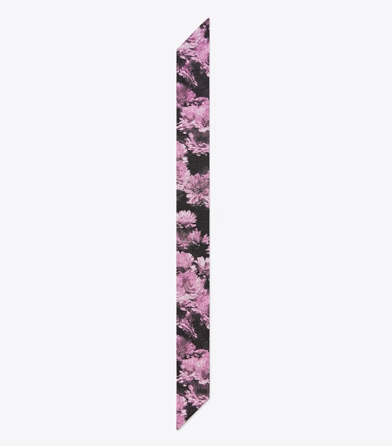 Tory Burch designer sciarpe Cravatta a nastro con motivo floreale pixelato in Pink Pixel Flower superiore
