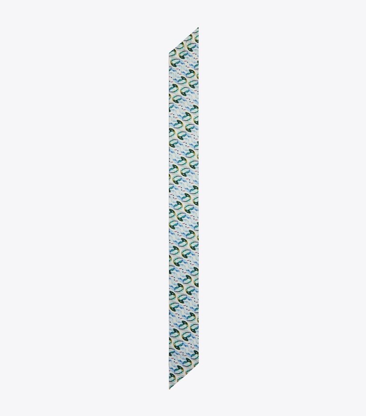 Tory Burch designer sciarpe Cravatta a nastro Lucky Duck in Blue superiore