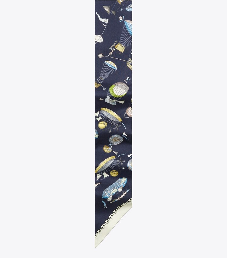 Tory Burch designer sciarpe Cravatta a nastro Mongolfiera in Hot Air Balloon Ribbon Tie Navy dettaglio