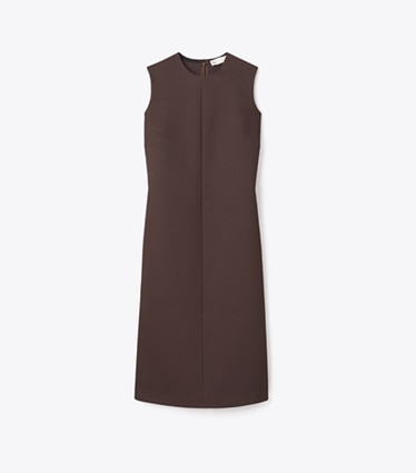 Tory Burch designer dresses Crepe Dress in Dark Mocha front