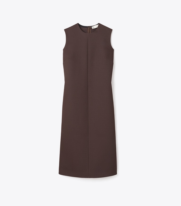 Tory Burch designer dresses Crepe Dress in Dark Mocha front