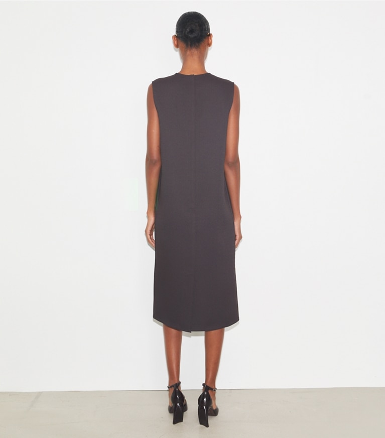 Tory Burch designer dresses Crepe Dress in Dark Mocha front