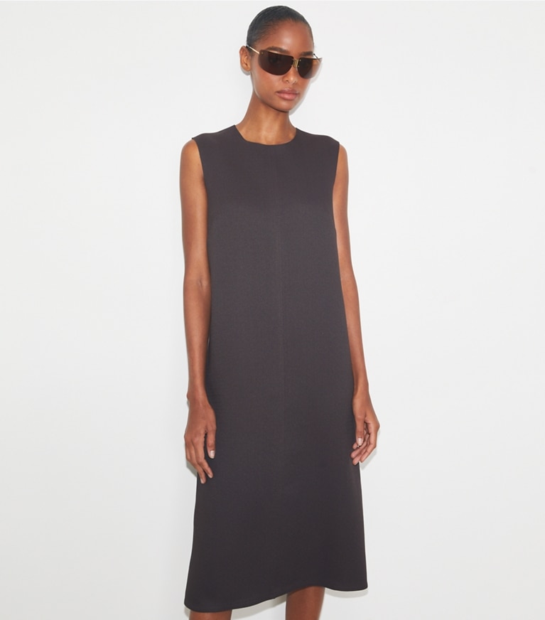Tory Burch designer dresses Crepe Dress in Dark Mocha front