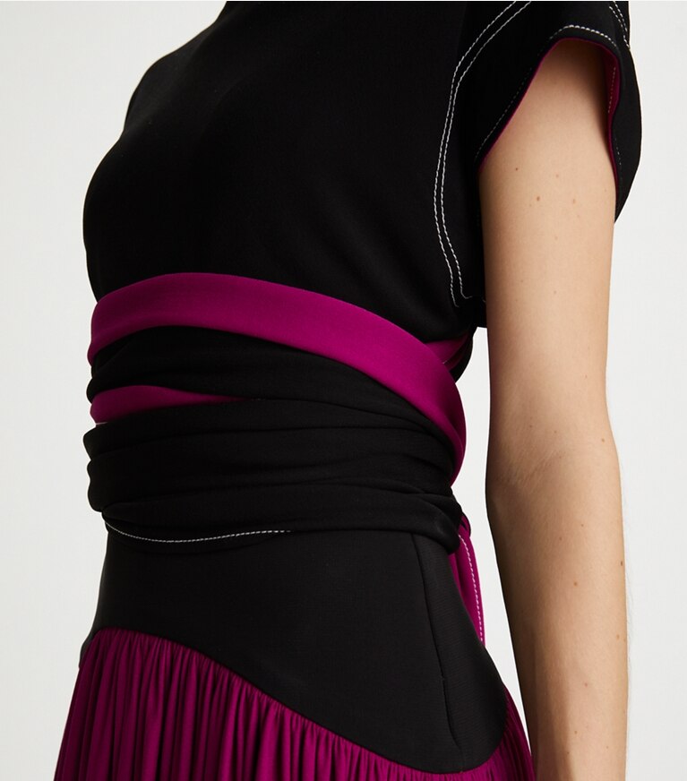 Tory Burch designer bottoms Crepe Jersey Skirt in Dark Fuchsia front