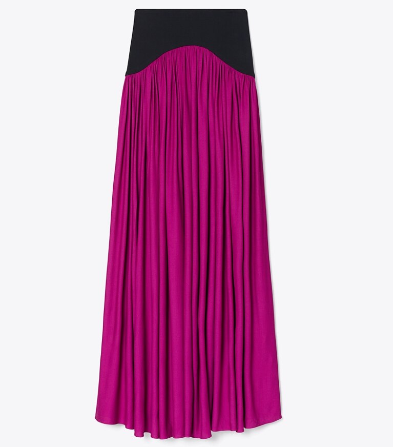 Tory Burch designer bottoms Crepe Jersey Skirt in Dark Fuchsia front