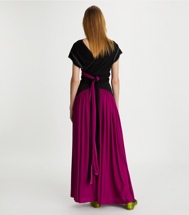 Tory Burch designer tops Crepe Jersey Wrap Top in Black on model back