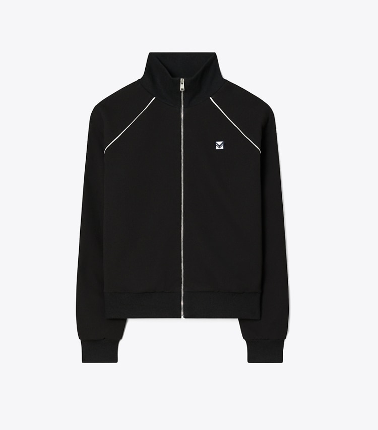 Tory Sport designer jackets Crepe Track Jacket in Black front