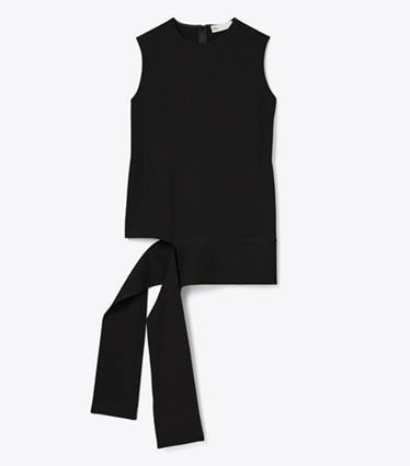 Tory Burch designer tops Crepe Wrap Top in Black front