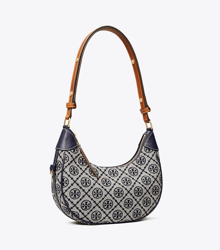 Tory Burch designer schultertaschen Crescent Bag mit T-Monogramm in Tory Navy angle
