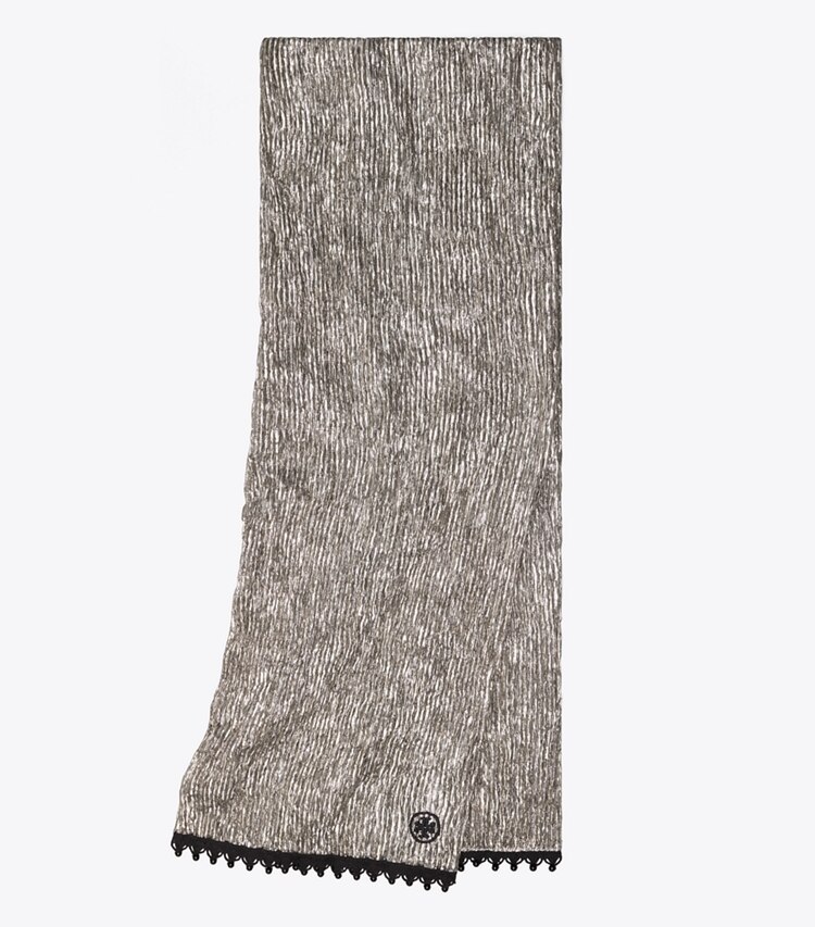 Tory Burch designer scarves Crinkled Lamé Smoking Bow Tie Scarf  in Silver folded