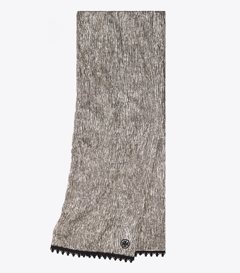 Tory Burch designer scarves Crinkled Lamé Smoking Bow Tie Scarf  in Silver overhead