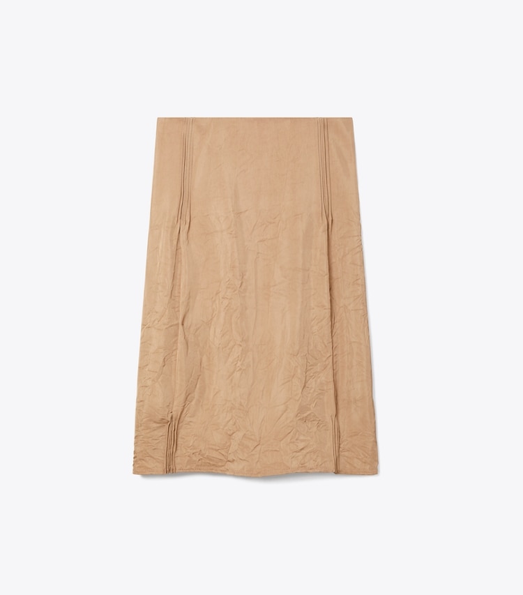 Tory Burch designer bottoms Crinkled Viscose Skirt in Taupe front