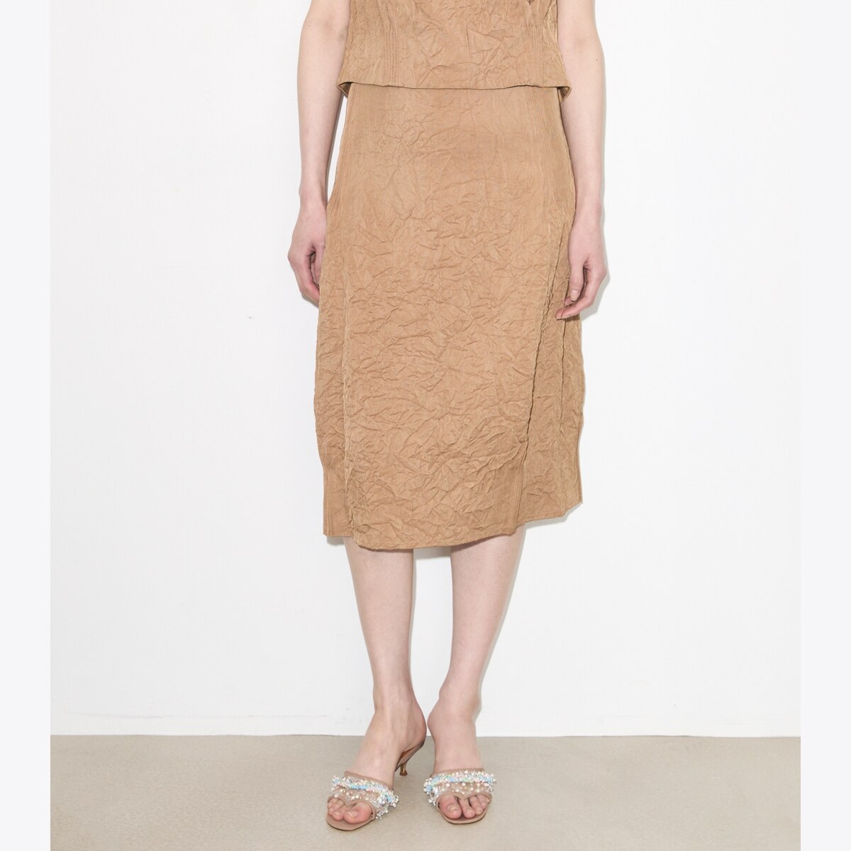 CRINKLED VISCOSE SKIRT - thumbnail 5