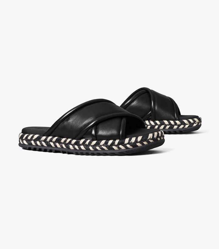 Total 68+ imagen tory burch leather espadrille slide sandals