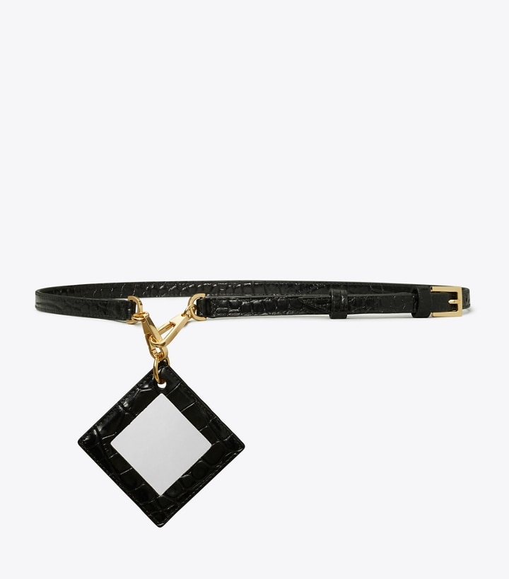 Croc-Embossed Mirror Belt: Women's Accessories, Belts