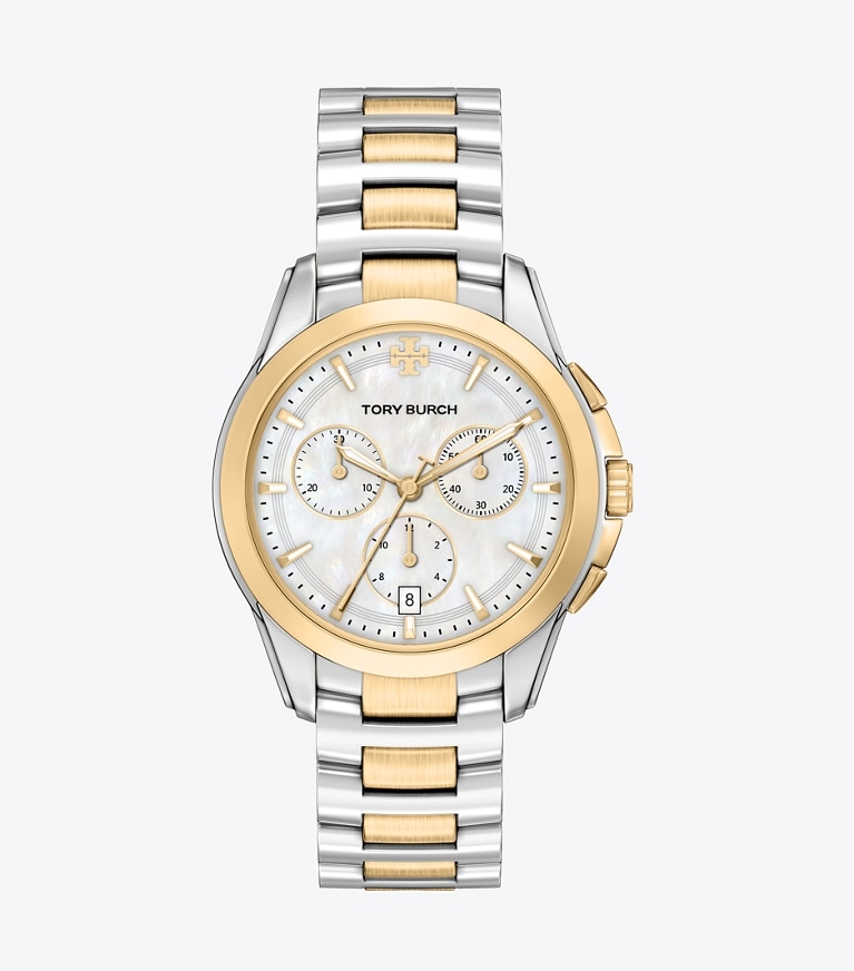 Tory Burch diseñador relojes con correa Cronógrafo Miller en MOP/TWO-TONE frente