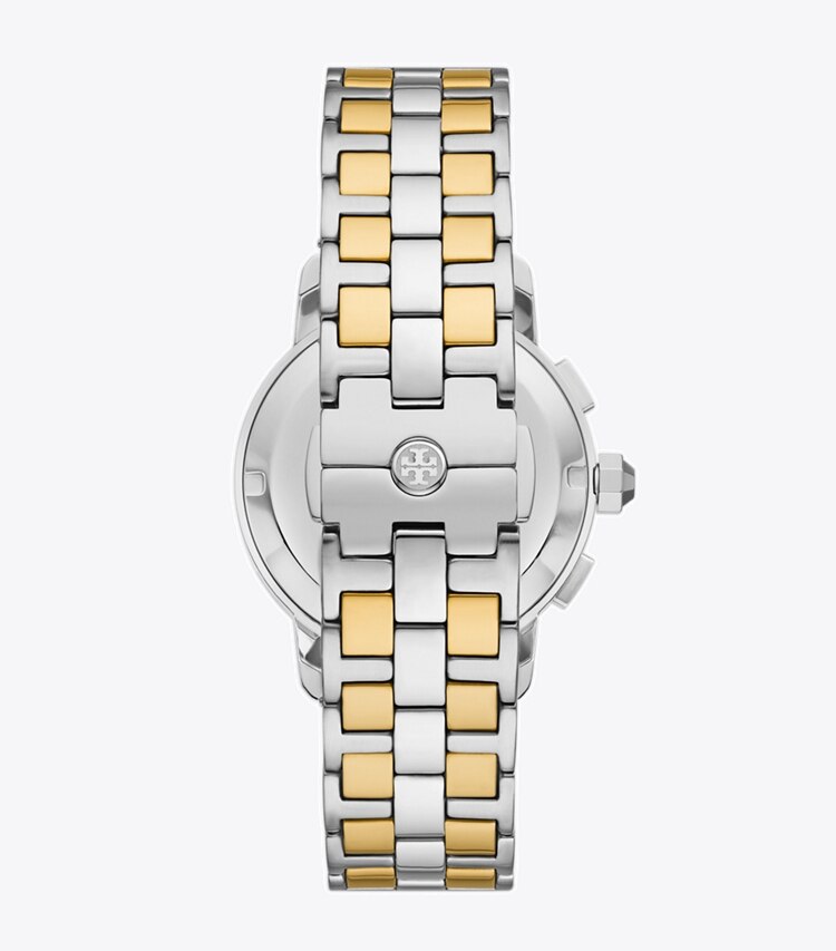 Tory Burch designer orologi da polso Cronografo Tory in acciaio inossidabile e oro in due tonalità in IVORY/TWO-TONE indietro