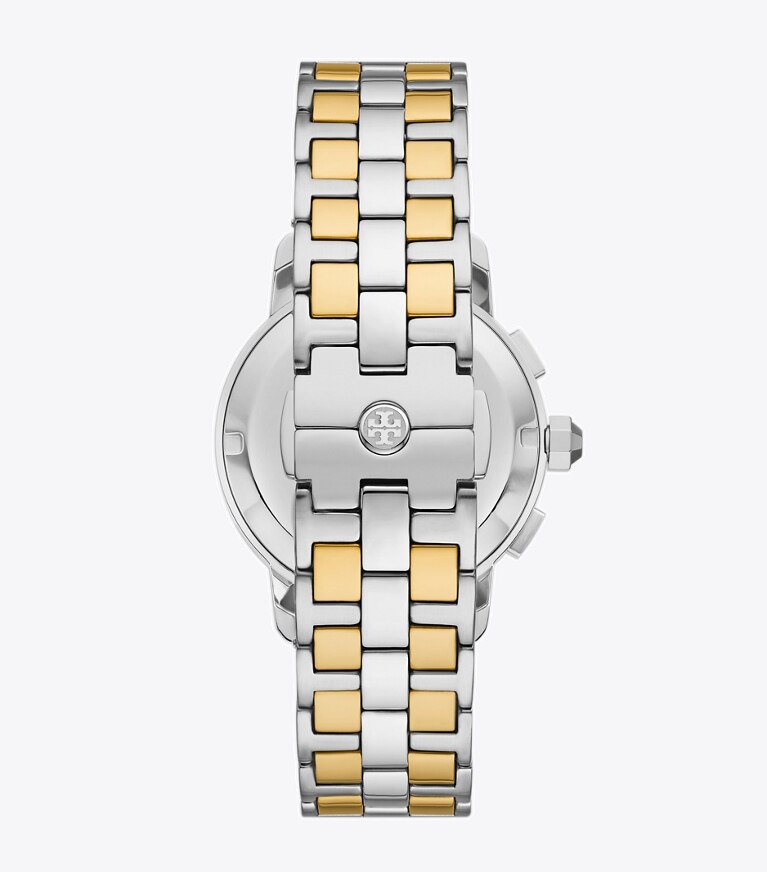 Tory Burch designer orologi da polso Cronografo Tory in acciaio inossidabile e oro in due tonalità in IVORY/TWO-TONE front