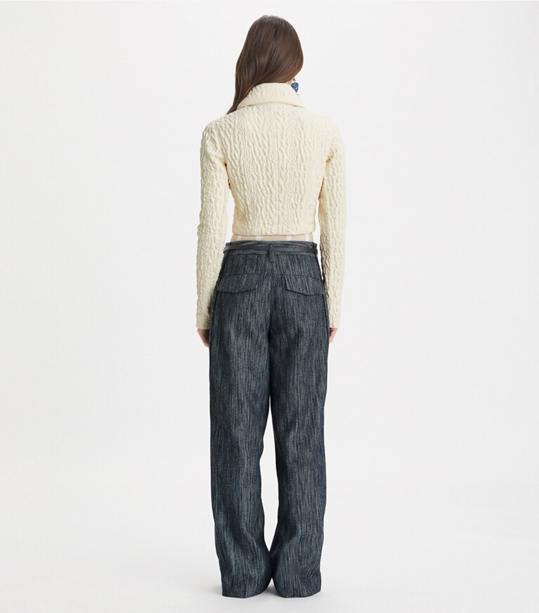Tory Burch designer jacken Crop-Jacke aus Wolle und Seide in Marshmallow front