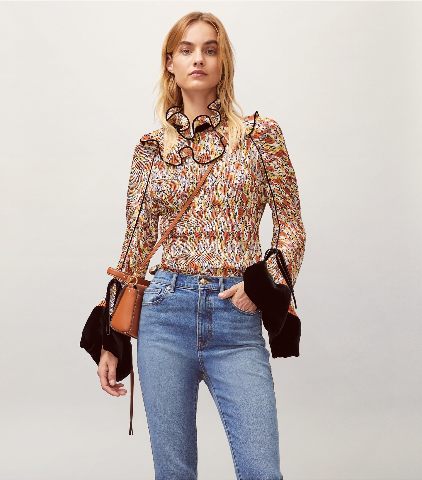 Cropped Boot-Cut Marble Jean