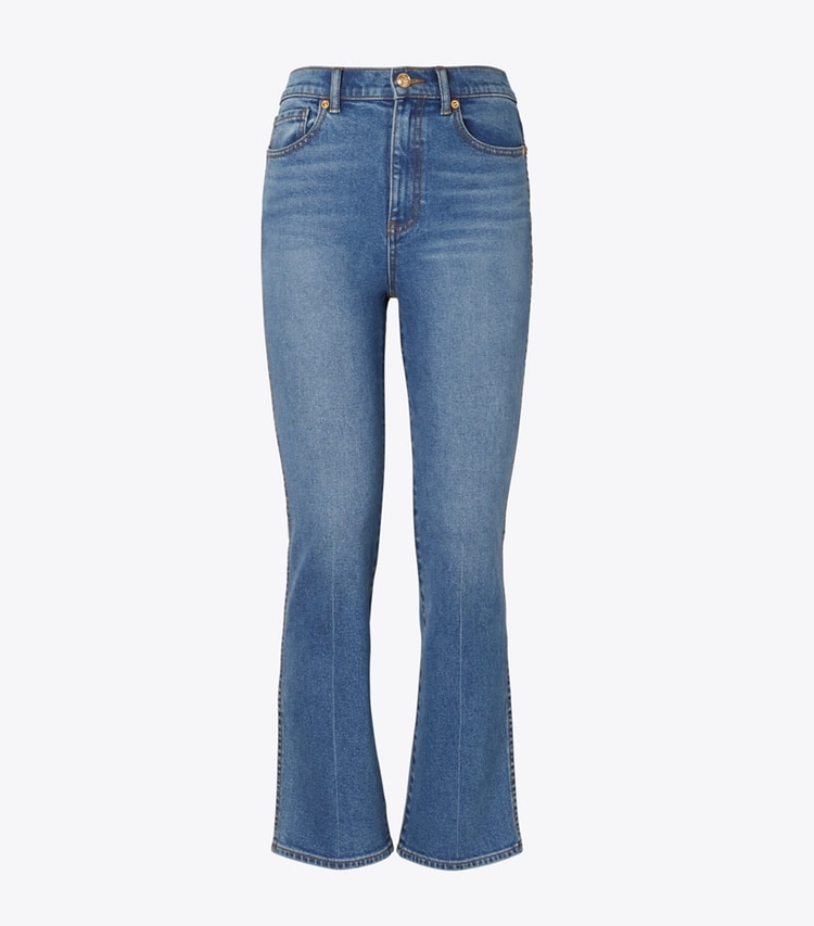 Tory Burch designer bottoms Cropped Boot-Cut Marble Jean in Anni Wash front
